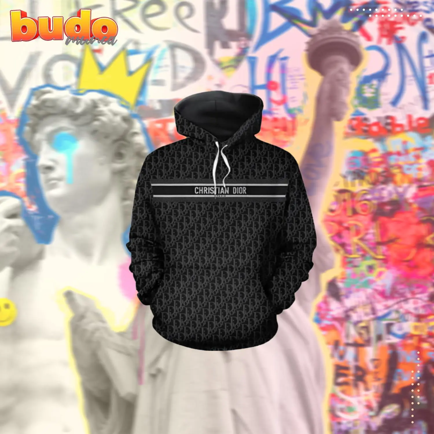 Dior black unisex hoodie for men women luxury brand clothing clothes outfit